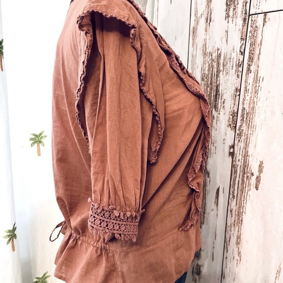 NWOT 💙 Love Sam BOHO Blouse - Cotton Crocheted Lace With Ruffles Size S - Picture 6 of 8